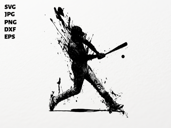 Baseball Batter Ink Splash SVG: A Dynamic Design