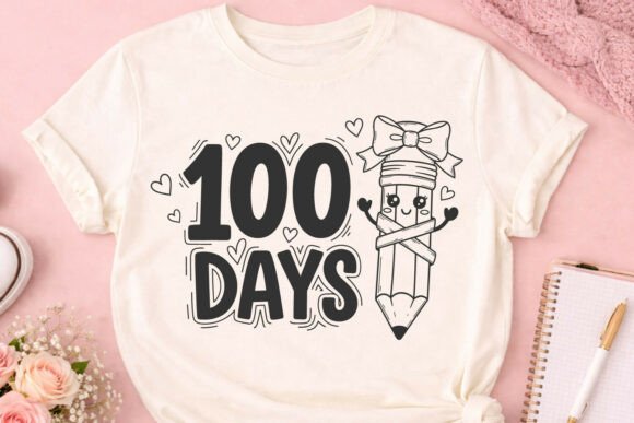 Charming Pencil Design for 100th Day Celebrations
