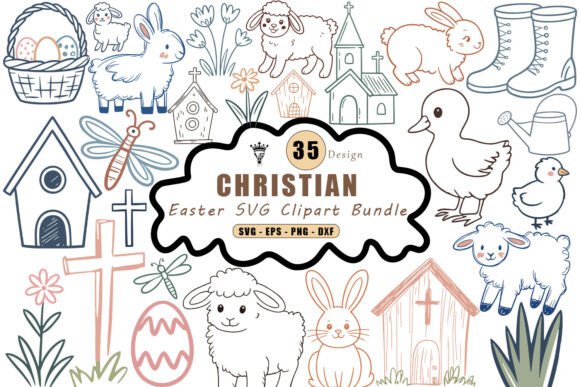Christian Easter SVG Clipart for Embroidery
