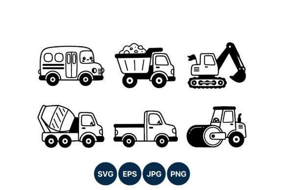 Construction Vehicle Icons for Embroidery