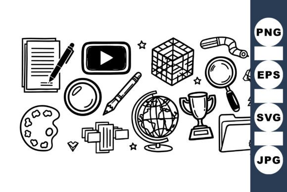 Hand Drawn School Icons Set: A Minimalist Delight