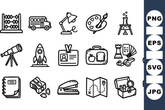 Hand Drawn School Supplies Icons Review
