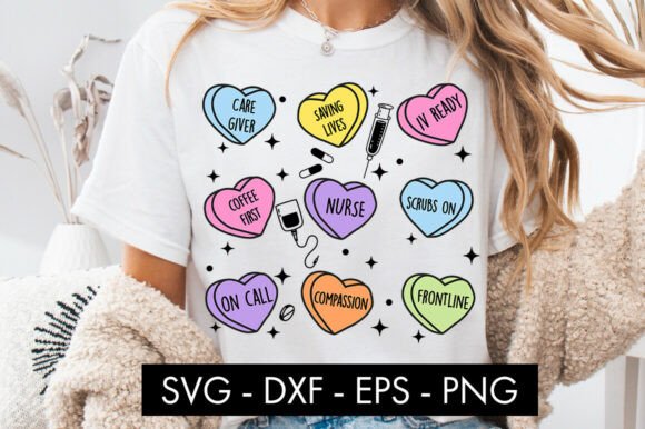 Nurse Candy Heart SVG PNG for Embroidery