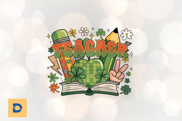 Retro Teacher Patricks Day Love PNG