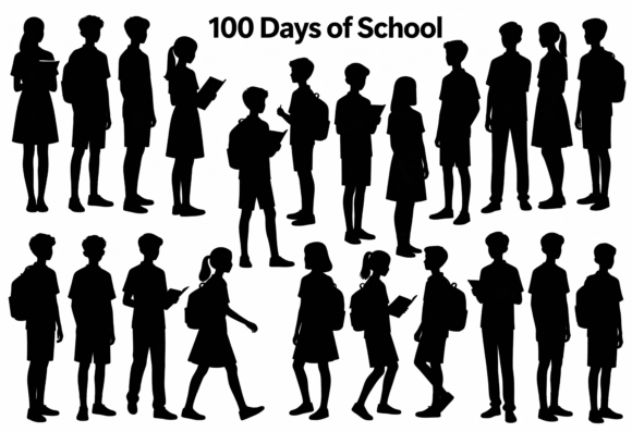 Review: 100 Days of School Silhouette Students