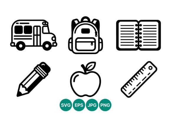 School Icons Black White Vector Set: A Versatile Design