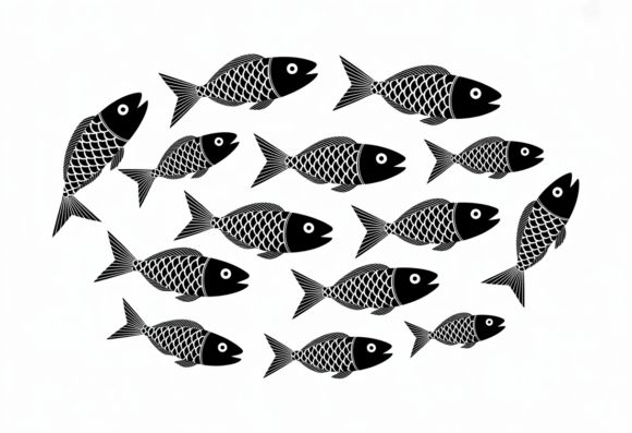 School of Fish Black and White: A Versatile Embroidery Design
