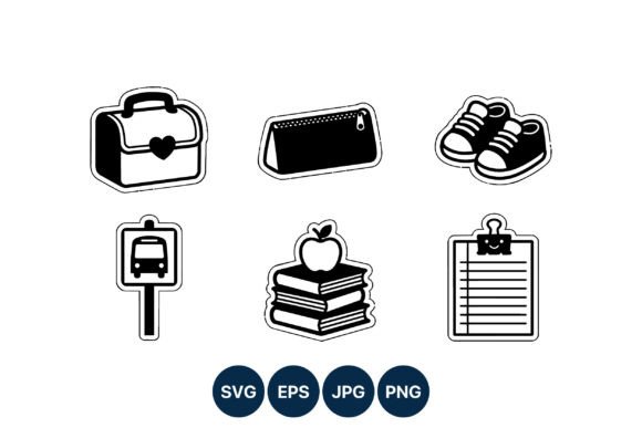 School Supplies Black White Icons: A Designer's Review