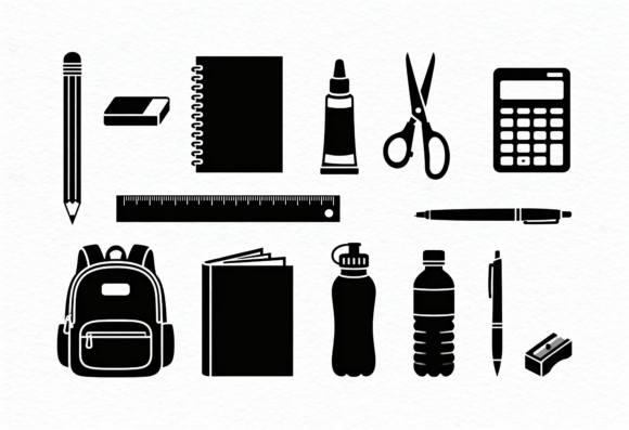 School Supplies Icon Set: A Versatile Embroidery Design