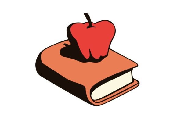 Teacher's Apple on Book: A Classic Embroidery Design